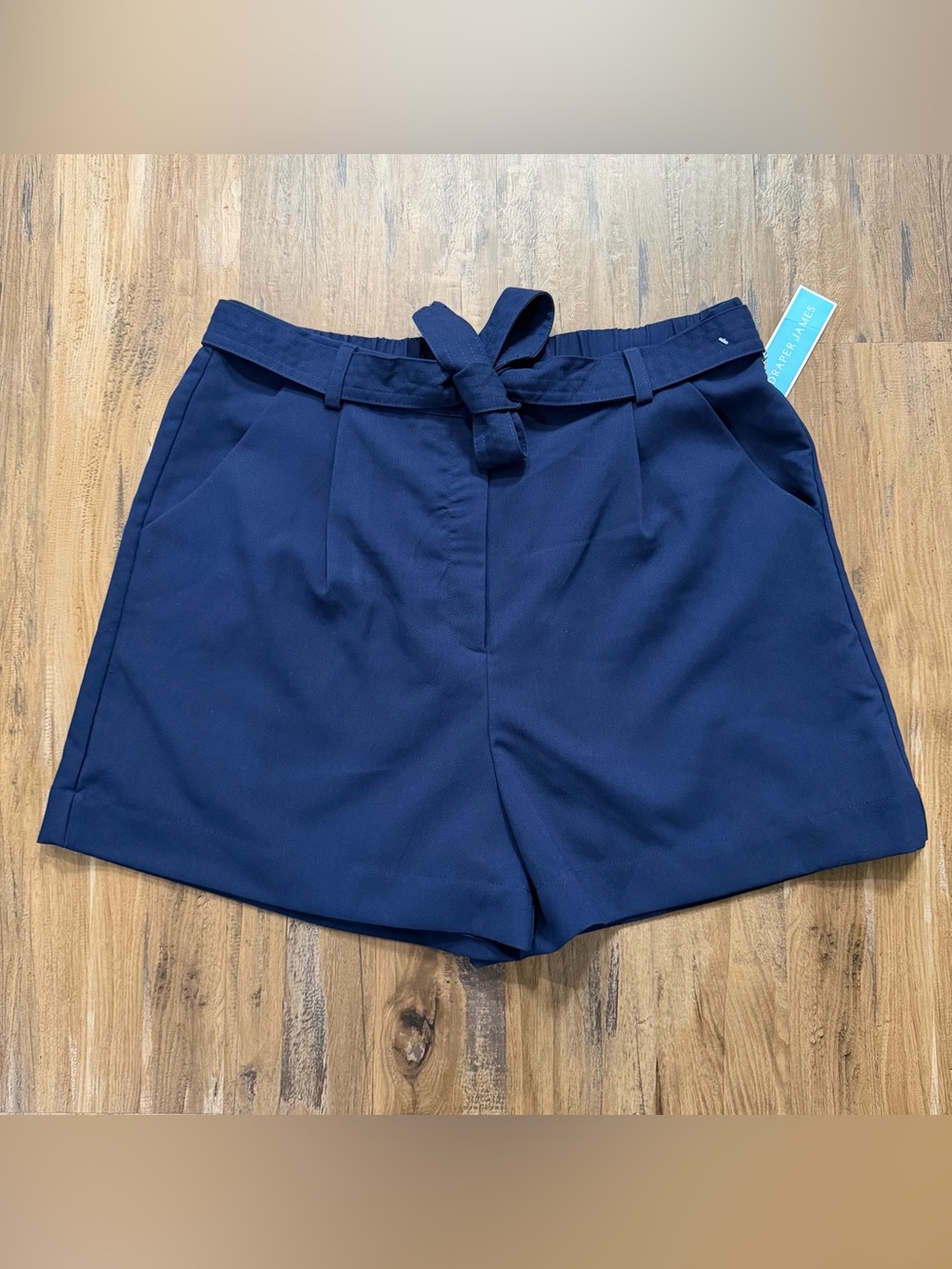 NWT Draper James Navy Blue High Rise Pleated Women's XL Shorts Relaxed Paperbag
